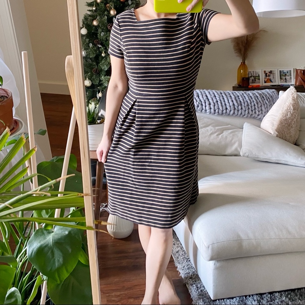 Talbots Square Neck Striped Knee-length Stretch Sheath Dress Career Wear Sz 4